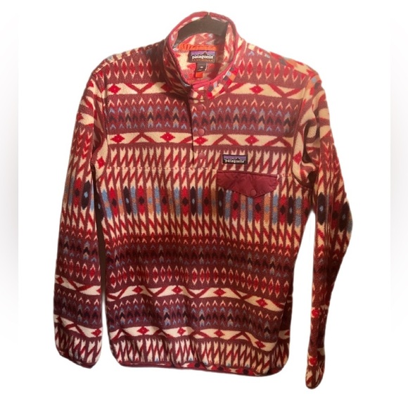 Unisex light Patagonia Synchilla Snap-T Bohemian Print Mock Neck Sweatshirt XS - Picture 2 of 5